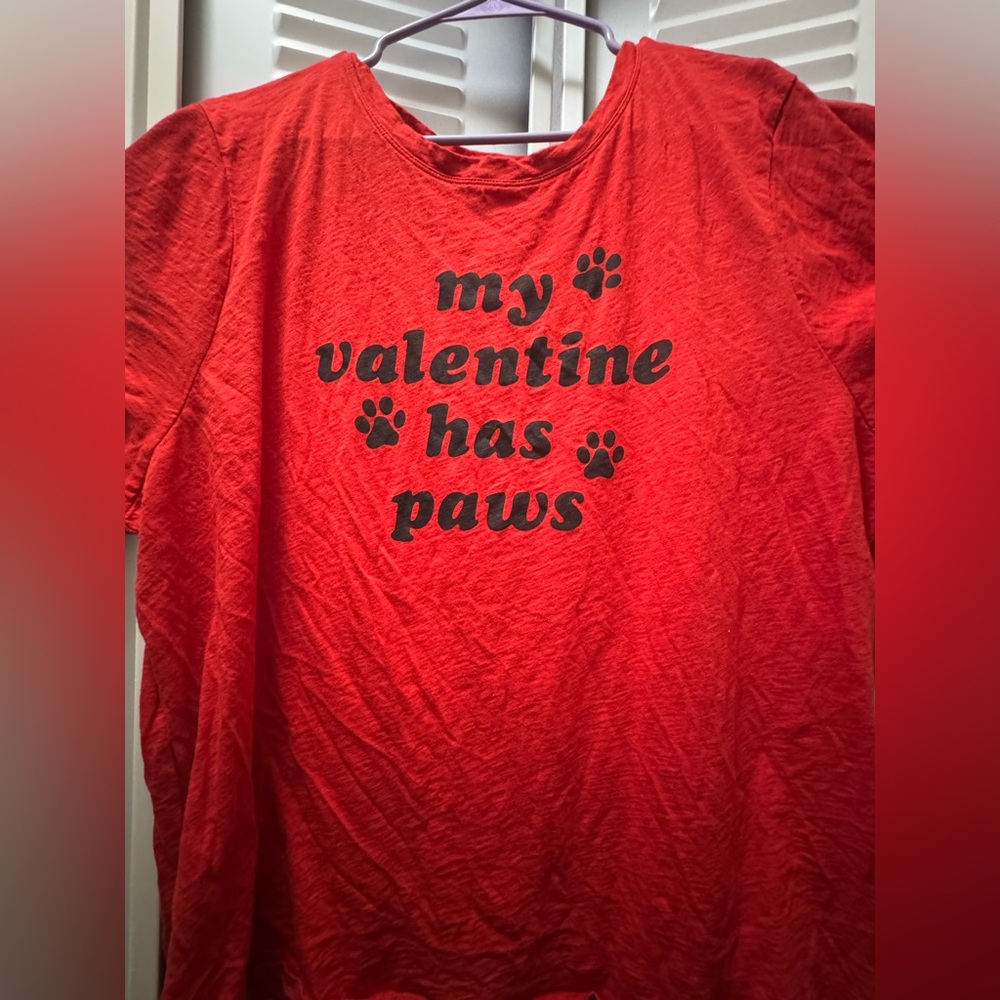Red Dog T-Shirt - 'My Valentine Has Paws'